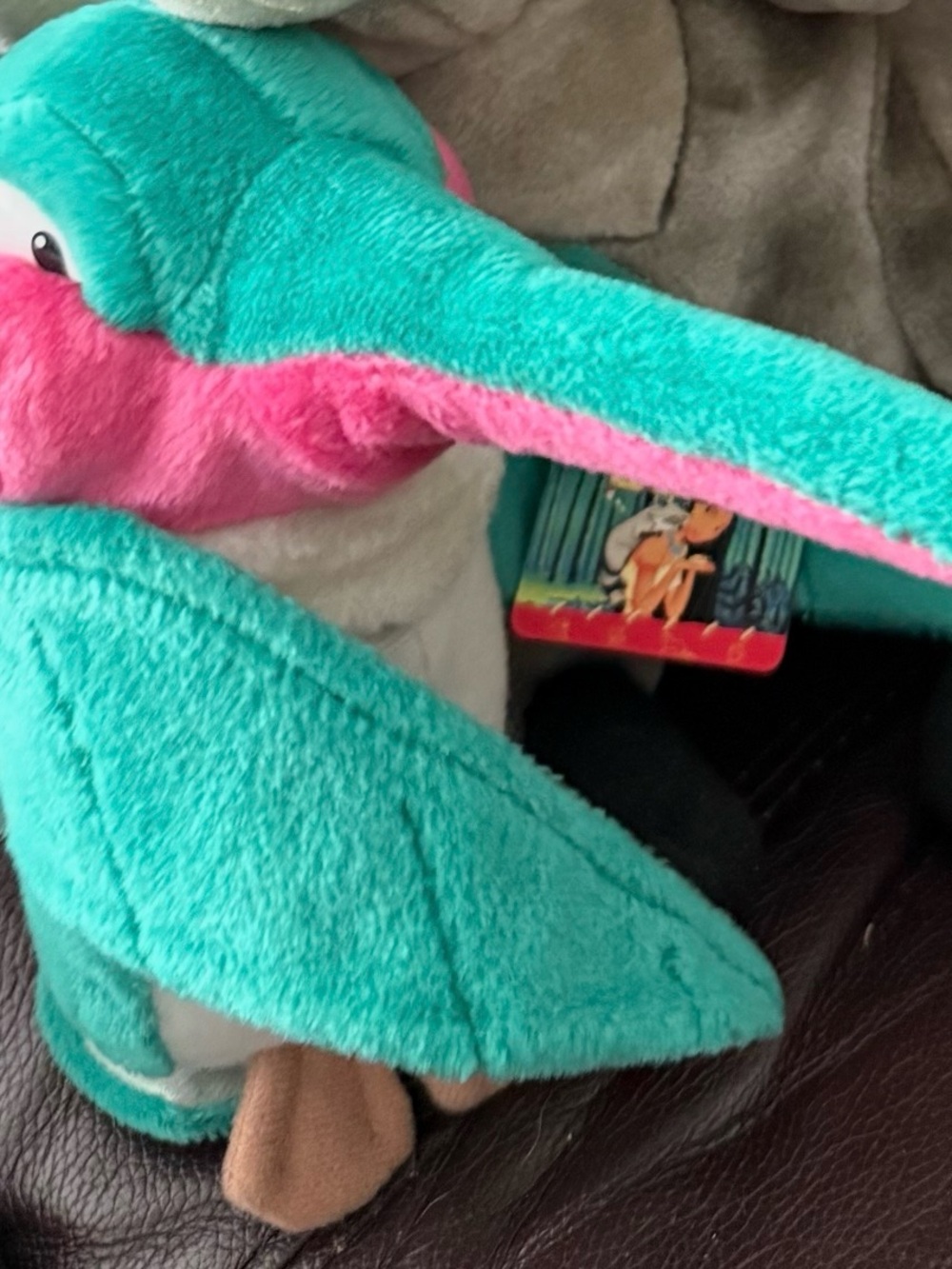 Vintage 1990’s Plush hummingbird from Pocahontas - Teal and Pink